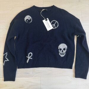 Black Sweater with Graphic Designs